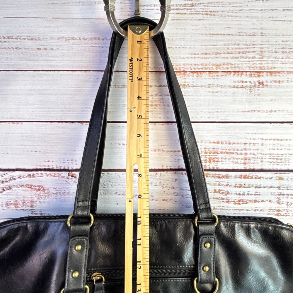 Classic Minimalist Tote Bag‎ Stone Mountain USA Large Black Faux Leather - Picture 13 of 15
